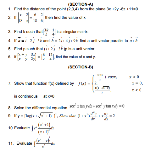 Class 12 Sample Paper 2018